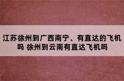 江苏徐州到广西南宁、有直达的飞机吗 徐州到云南有直达飞机吗